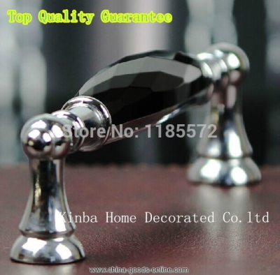 128mm k9 black crystal glass handles black and clear knobs for cupboard kitchen cabinet bedroom cabinet
