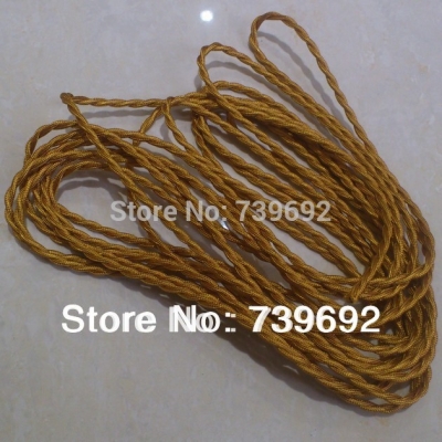 2m/lot special old antique style2*0.75mm 2-core twisted 1m of light gold twisted braided fabric covered cable lighting electric