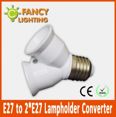 5 pcs/lot e27 to 2*e27 lamp holder converter light holder converter light socket converter light lamp bulb adapter converter