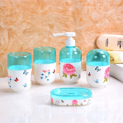 5pcs/set soap dish dispenser shampoo bottle toothbrush holders box storage organizer bathroom accessories set sanitary ware