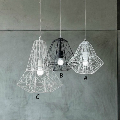 black/white color modern fashion iron birdcage pendant light modern brief diamond pendant lighting lamps 1*e27