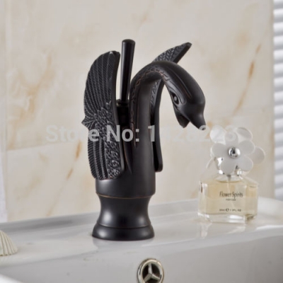 creative swan shape and cold water basin sink faucet oil rubbed bronze single lever bathroom basin mixer tap