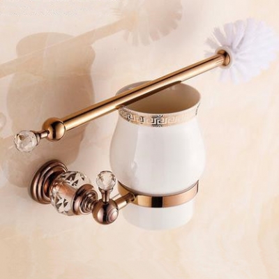 crystal decoration gold brass toilet brush holders bathroom shelf sanitary ware hardware accessories hk-44e