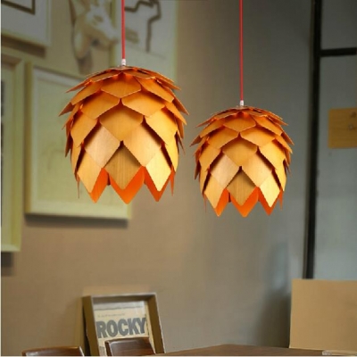 dia*25-60cm oak wooden pineal modern creative handmade wood e27 hanging pendant lamp lighting light