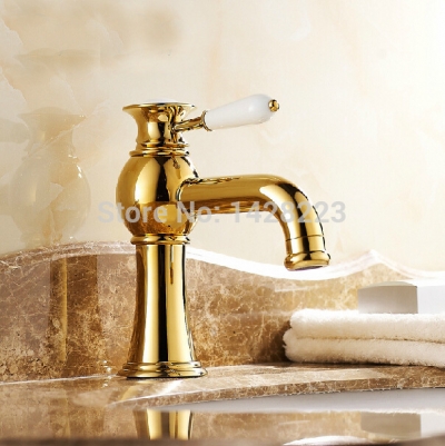 elegant brass golden basin sink faucet deck mount single lever bathroom and cold basin mixer tap
