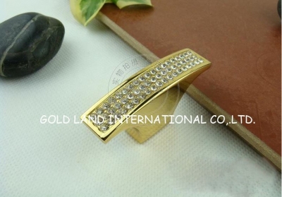 l64mmxh29.5mm golden zinc alloy and crystal furniture handle