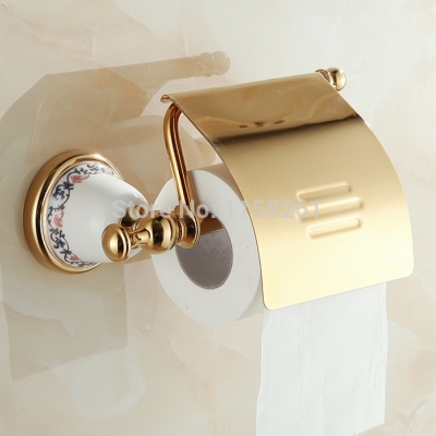 luxury golden color toilet paper holder wall mounted roll toilet paper rack with cover bathroom accessories 3320k