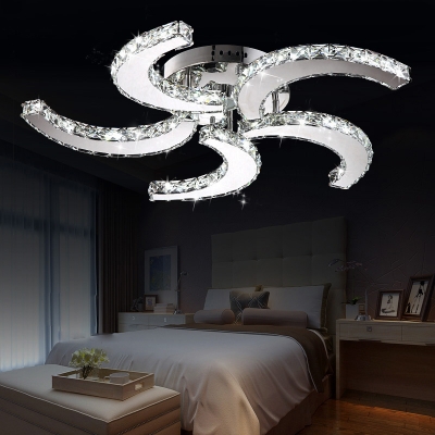 luxury led k9 crystal ceiling chandelier lights living room modern 3/5 blades decorative lamp ceiling fixtures ambilight abajur