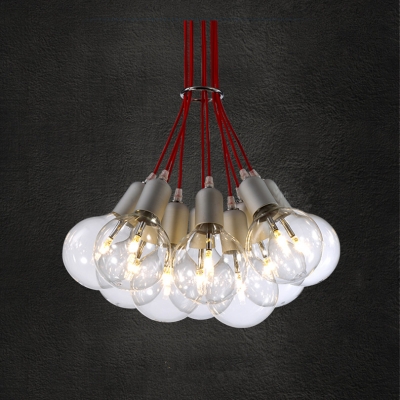 new arrivals led glass chandelier with red rope european modern simple chandelier with led beads 02132