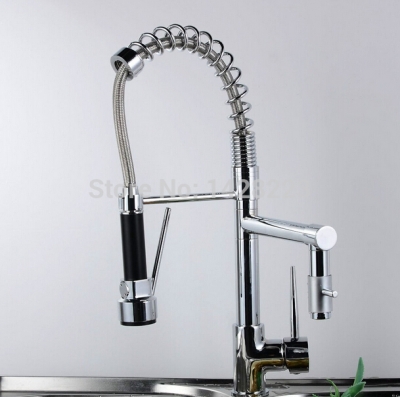 polished chrome deck mount single handle double spout kitchen sink faucet and cold water kichen mixer faucet