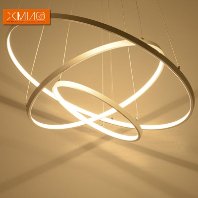 remote control modern led pendant lights 3 ring acrylic lamp shade for dining room living room hanging light