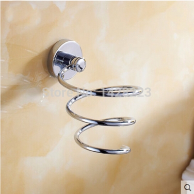 wall mounted brass hair dryer rack spiral shape bathroom hair-dryer holder chrome finished