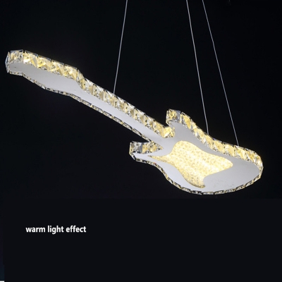 2016 modern fashion l74cm guitar lustre de cristal led pendant light stainless k9 crystal piano cord pendant light