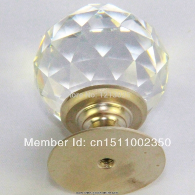 2pcs 35mm clear crystal glass pull handle cabinet drawer door knob
