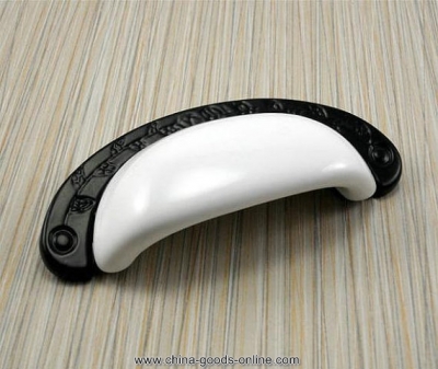 3 3/4" 96 mm black white dresser drawer pulls handles ceramic / kitchen cabinet door handle knob pull cup / vintage