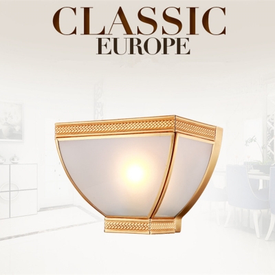 85-260v european modern simple bowl shape copper frosted glass wall lamp for corridor bedroom