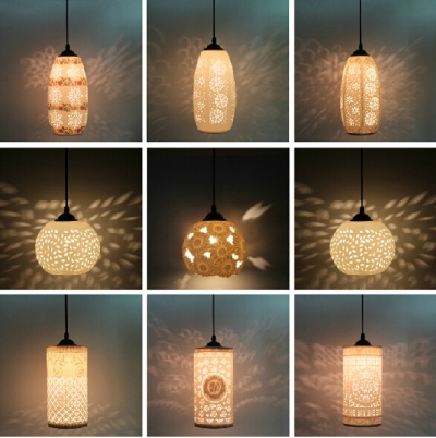 chinese ceramic pendant light hollow carved romantic bedroom living room dining china pendant light