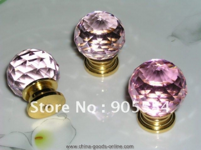 d30mmxh40mm multi-faceted pink crystal cutting furniture knob/crystal cabinet knob