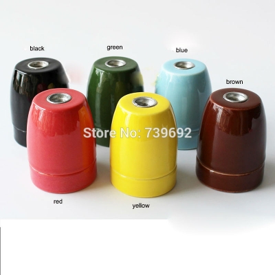 e27/e26 pottery ceramic lamp socket vintage lamp socket ceramic lamp holder 7 colors option