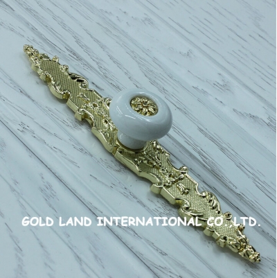 l175mm luxury gold color zinc alloy long base add ceramics knob door handle drawer pull for cupboard furniture bar hardware