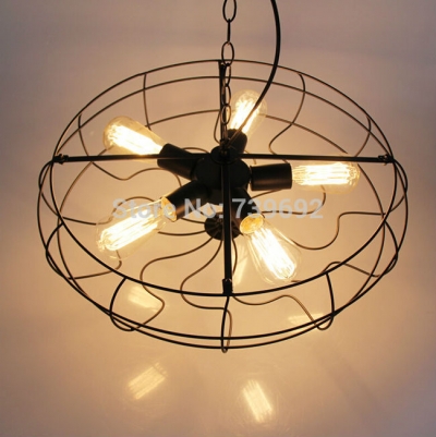 loft north american style vintage industrial edison lamps iron fan retro pendant lights fans shape e27