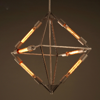loft personality industrial wind rhombus droplight vintage edison bulbs iron pendant light