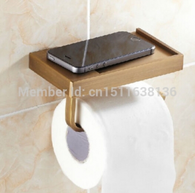 modern wall mounted bathroom antique brass toilet paper holder tissue holder with square storage bar