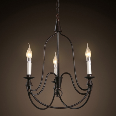 north europe pastoral traditional simple painted iron 3 head candle chandlier for dining room with 3pcs 3w led bulbs