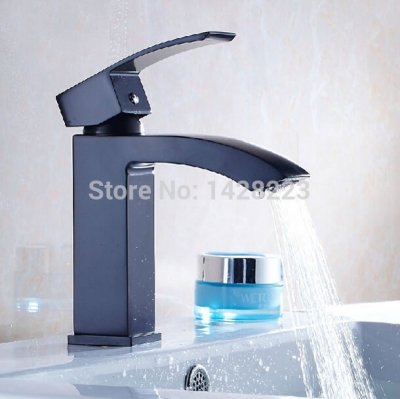 oil rubbed bronze deck mounted single handle waterfall basin sink faucet and cold water bathroom mixer taps