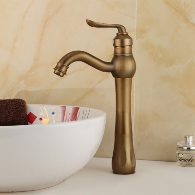 retro style deck mounted brass basin vanity sink faucet antique brass single lever bathroom sink mixer taps 1601a