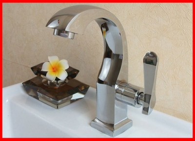single cold basin tap, chrome polished deck mounted bathroom faucet