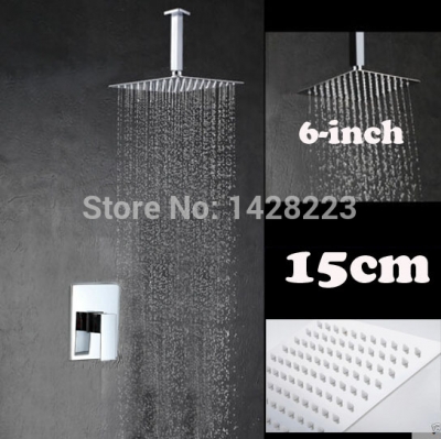single handle brass bathroom shower faucet mixer tap chrome finish ultrathin 6" showerhead chrome finish