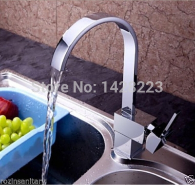 single handle deck mounted waterfall kitchen sink faucet chrome finished and cold bathroom basin mixer taps