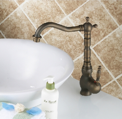 solid brass bronze faucet deck mounted vessel sink single handle control kitchen bathroom lavabo water tap