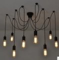 vintage retro rh style 8 hears iron socket lighting diy industrial black finished pendant lamp for home decoration