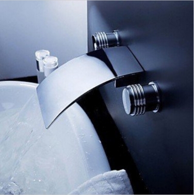 wall mount waterfall spout basin faucet dual handle mixer water tap chrome finish