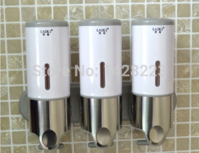 whole and retail new wall mounted bathroom stainless steel 3 bottles soap dispenser 1500ml