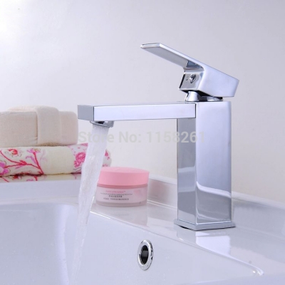 whole and retail promotion deck mounted chrome brass square bathroom basin faucet vanity sinkmixer tap hj-9005