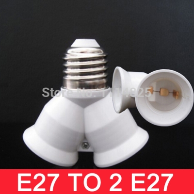 10pcs e27 to 2 e27 light lamp bulb adapter converter splitter whole