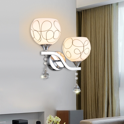 2 head modern led lustre surface mounted glass wall lamp