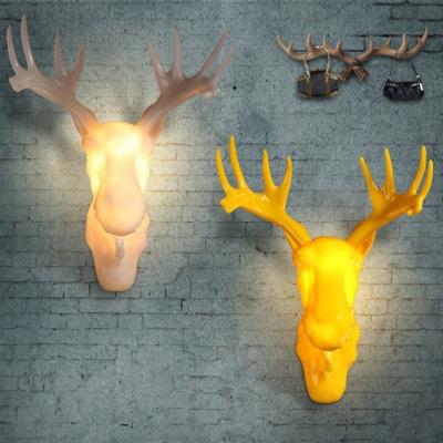 2015 new arrivals unique design europe white yellow resin antler wall lamp american modern led antler wall lamp