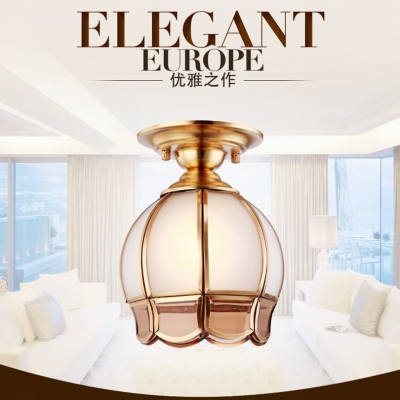 2016 european bedroom pastoral copper frosted glass ceiling light passage simple ceiling lamp