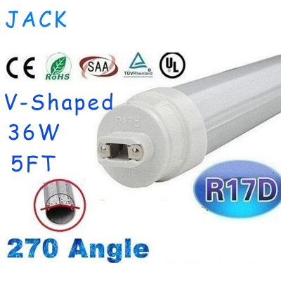 36w t8 v-shaped cooler led tubes light rotating r17d 5ft double rows smd 2835 led tube 240 angle warm/cold white ac 110-277v 100