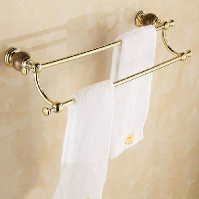 bathroom accessories products brass jade golden double towel bar,gold towel holder rack tail hy-22b