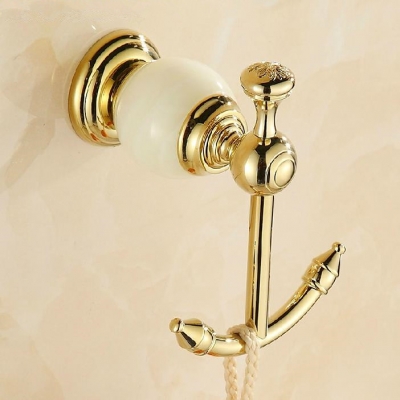 bathroom accessories wall mounted brass jade golden single robe hook, clothes hooks, decorative coat hooks hy-25a