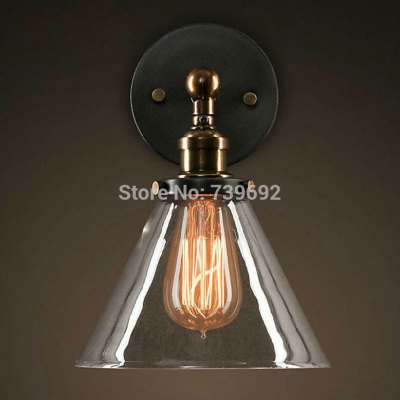 clear glass lampshade american retro glass wall lamps e27 lamp base for foyer,dinning room