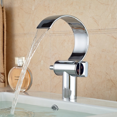 creative dual handles waterfall bathroom sink mixer faucet deck mount faucet mixers water taps chrome finish