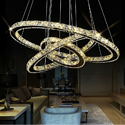 modern crystal pendant light 2 3 rings for living dining room kitchen circles suspension pendant lights fixture lamp lighting