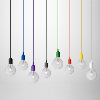 new eco-friendly pendant light silica gel lamp holder e26/e27 + ceiling base + knitted electrical wire in multicolour
