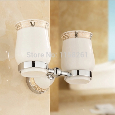 new modern washroom toothbrush holder luxury european style golden copper tumbler&cup holder wall mount bath product 5503